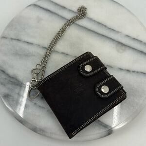 NWT Arrigo dark brown leather chain wallet
